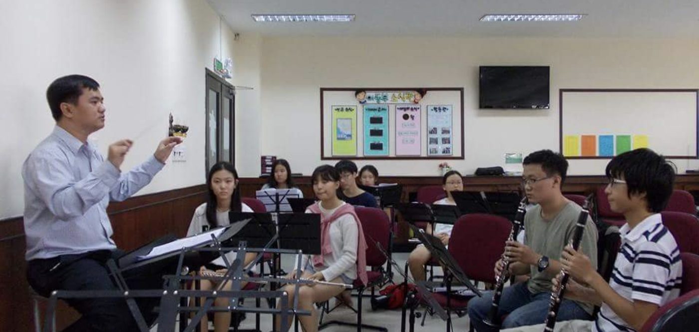 Wind ensemble rehearsal